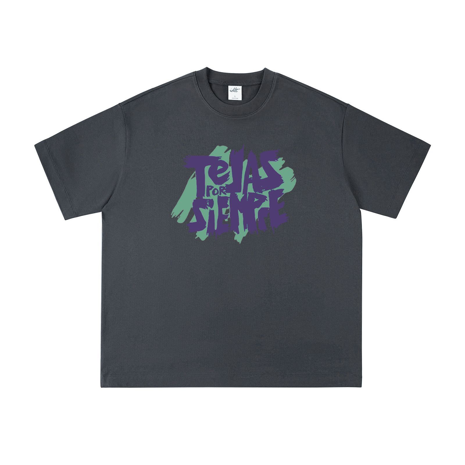 【單件/兩件套】港風美式寬松字母印花短袖T恤+潮流冰絲短褲兩件套