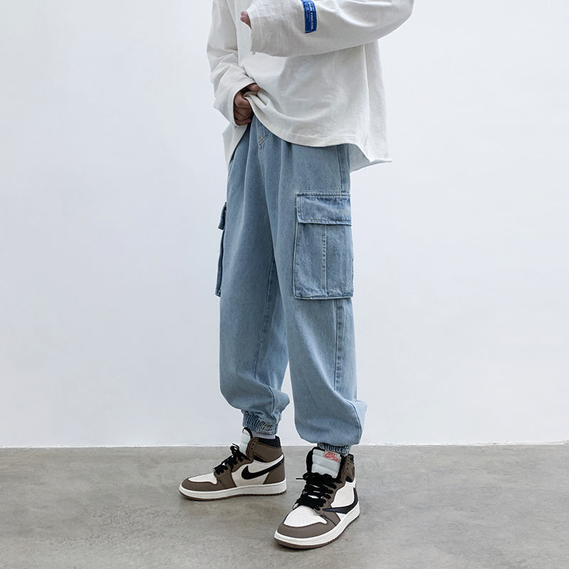 韓版百搭潮流牛仔束腳褲闊腿褲裝