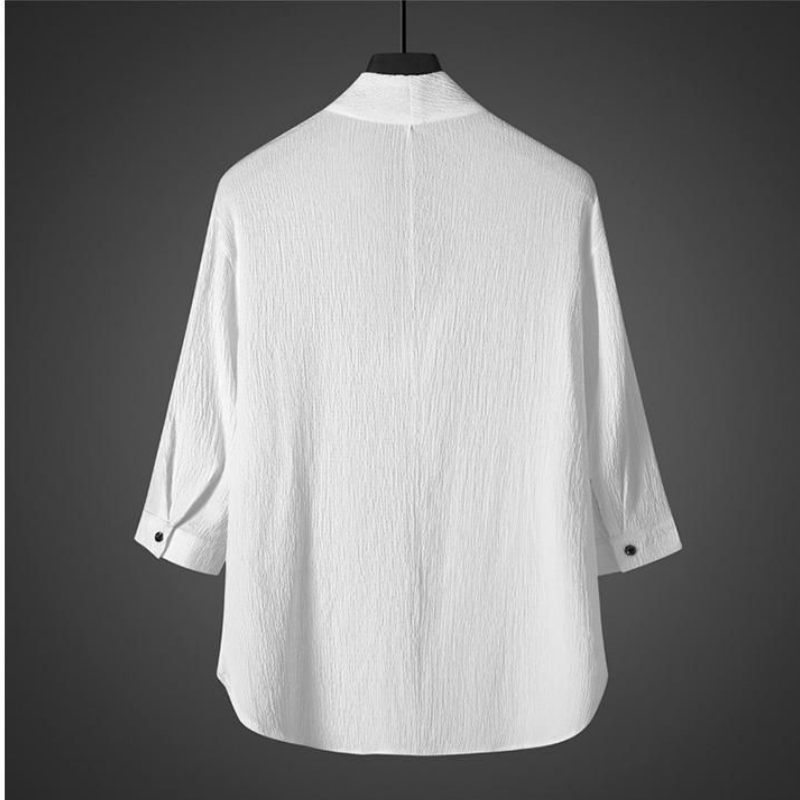 套裝冰絲垂感中國風男裝薄款t恤男士短袖夏季寬鬆大碼唐裝兩件套