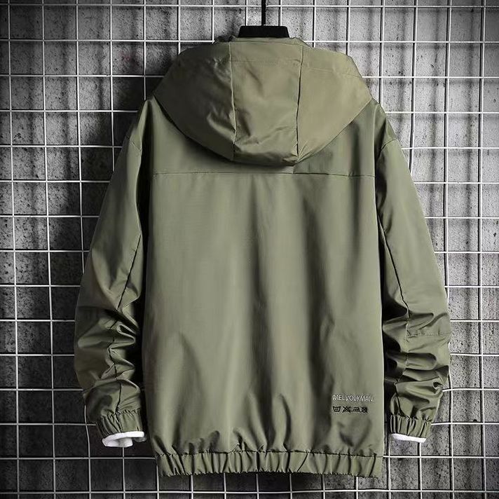 連帽工裝衝鋒衣加絨加厚防風夾克