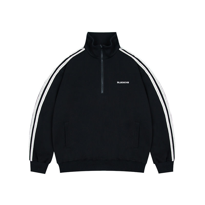 【單件/套裝】運動潮牌半拉鍊套頭衛衣+休閒闊腿直筒褲褲裝兩件套套裝