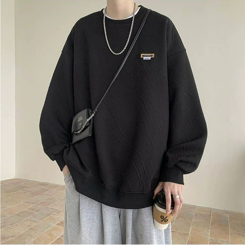 港味chic高街潮牌重磅肌理感圓領內搭長袖T恤