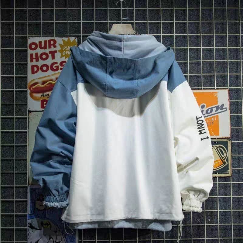 卡通連帽ins潮流撞色長袖夾克