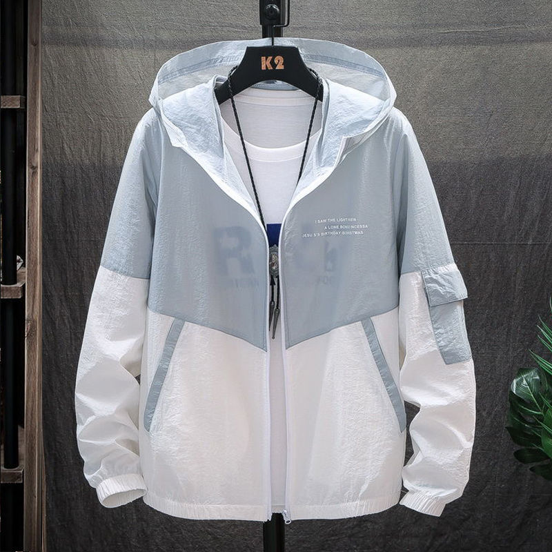 夏季男士防曬衣外套超薄款皮膚衣學生透氣寬鬆防紫外線冰絲防曬服