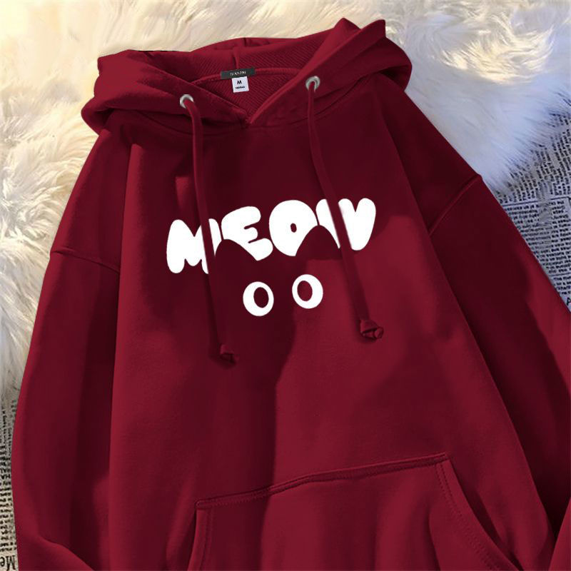 美式重磅美拉德寬鬆慵懶風貓耳連帽T