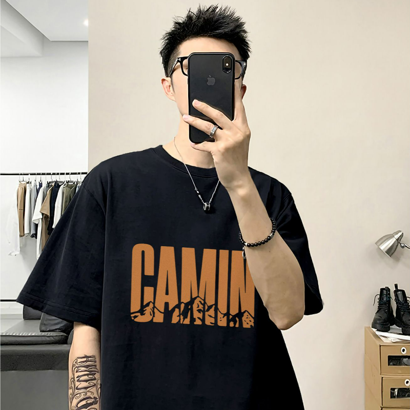 【單件/套裝】戶外字母印花涼感速幹短袖T恤+寬松潮流冰絲短褲兩件套