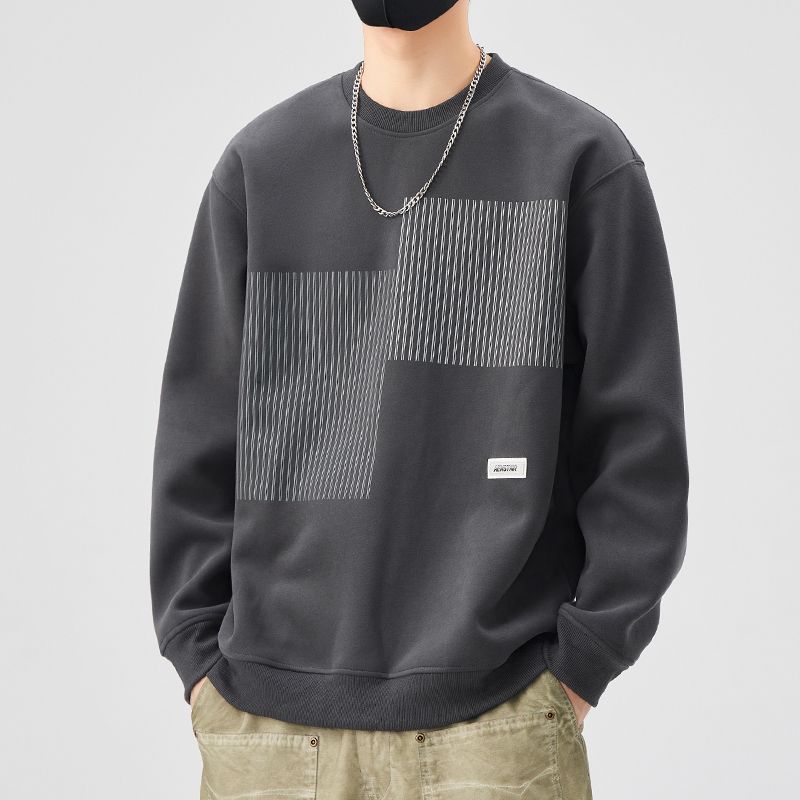 潮流時尚圓領潮牌寬鬆休閒套頭長袖T恤