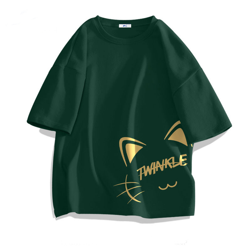 純棉圓領ins潮流小眾設計感寬鬆大碼情侶款短袖t恤