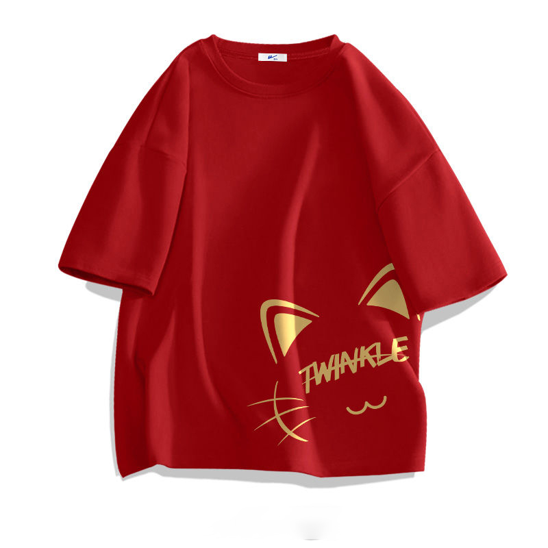 純棉圓領ins潮流小眾設計感寬鬆大碼情侶款短袖t恤