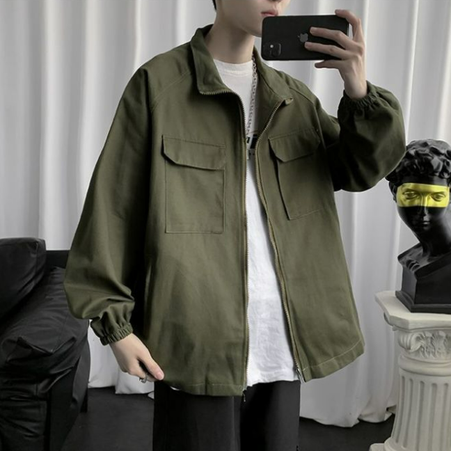 潮流設計感帥氣夾克ins寬鬆港風立領工裝外套