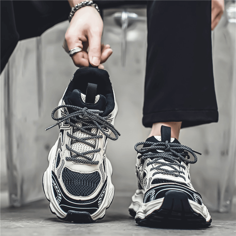 透氣網面潮流百搭厚底運動休閒老爹鞋