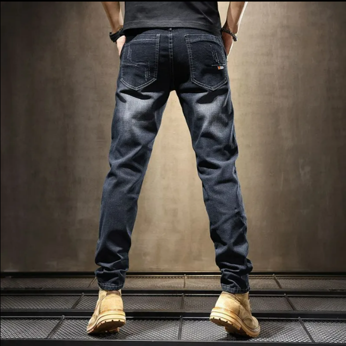 秋季直筒潮牌彈力修身高端休閒小腳牛仔褲