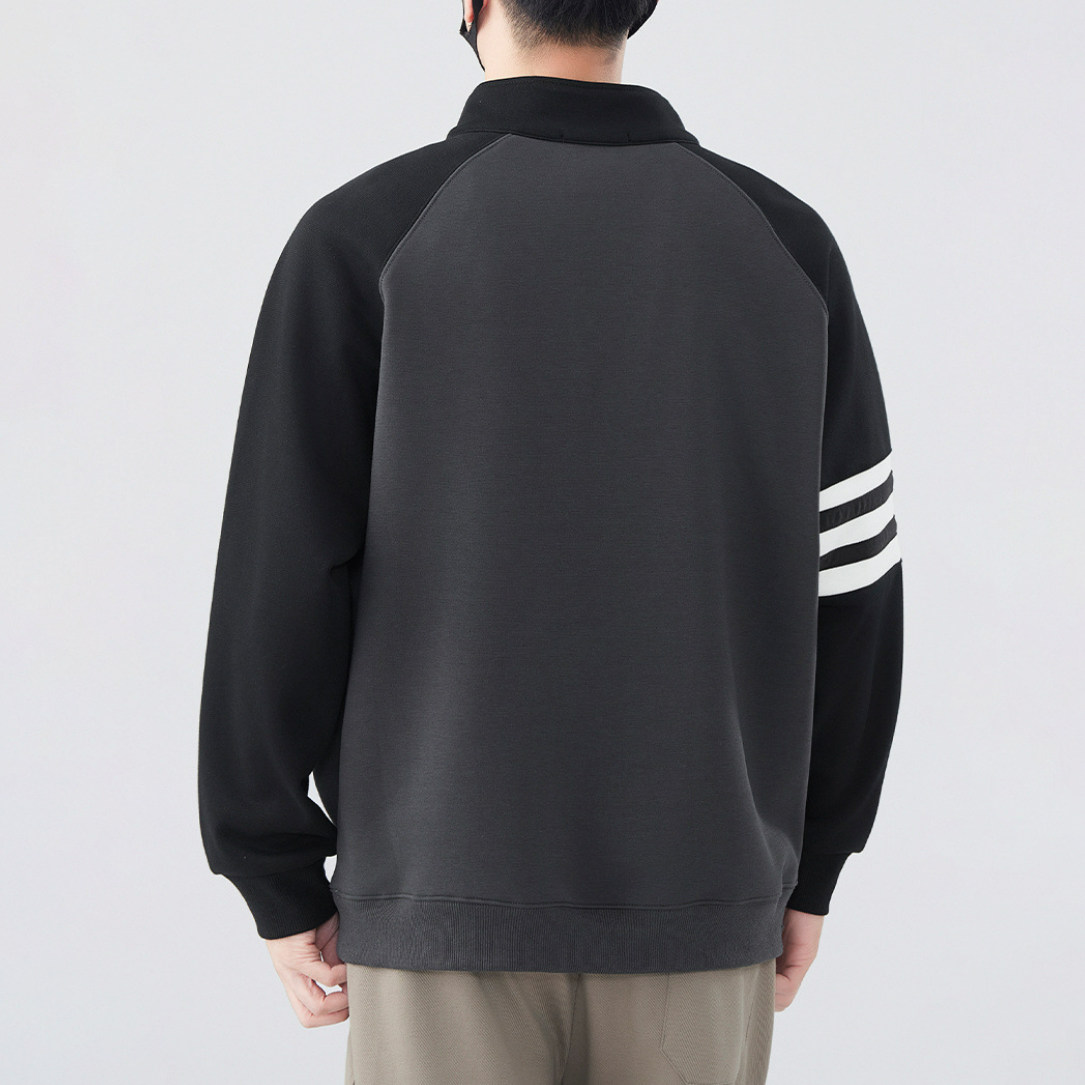 拼接撞色打底衫帥氣休閒半拉鍊長袖T恤