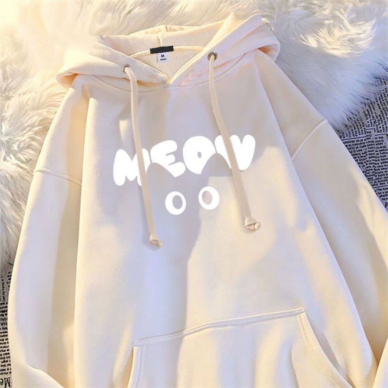 美式重磅美拉德寬鬆慵懶風貓耳連帽T