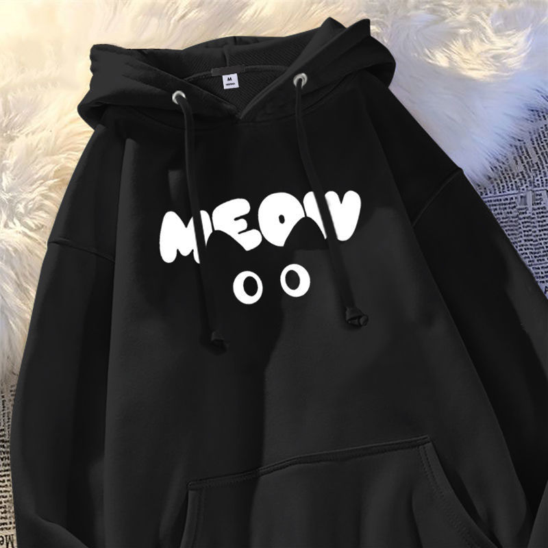 美式重磅美拉德寬鬆慵懶風貓耳連帽T