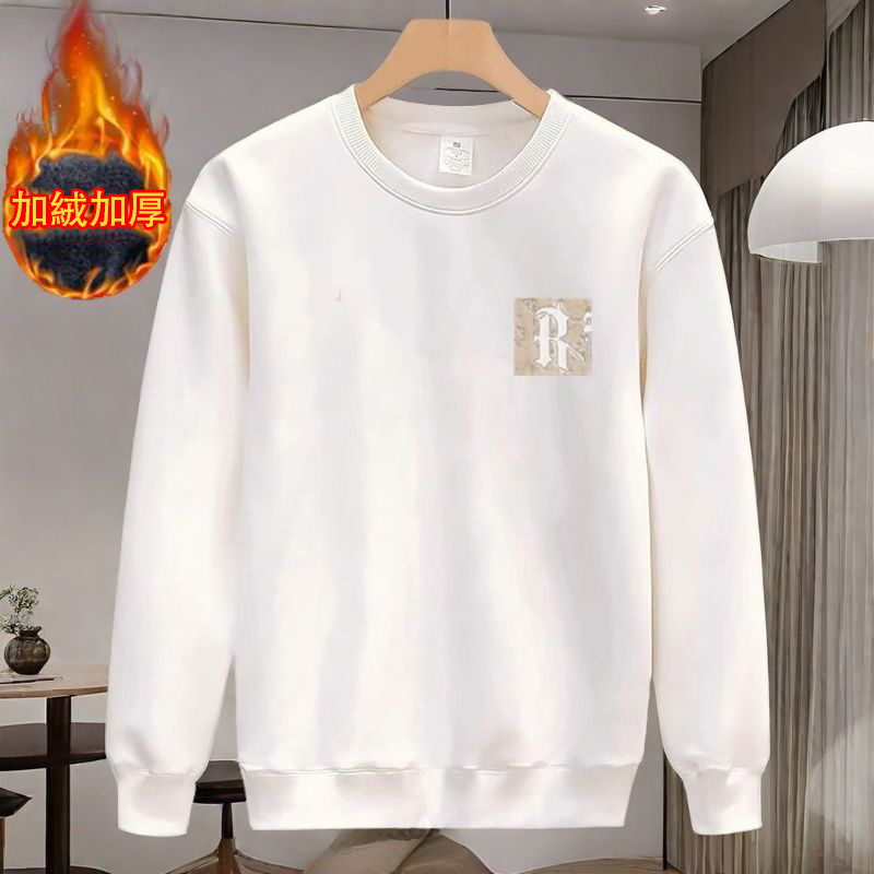 美式印花寬鬆刷毛加厚休閒圓領長袖T恤