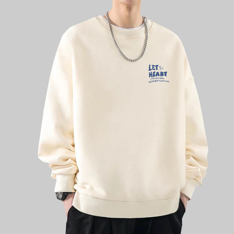 時尚潮流美式休閑圓領寬鬆薄款長袖T恤