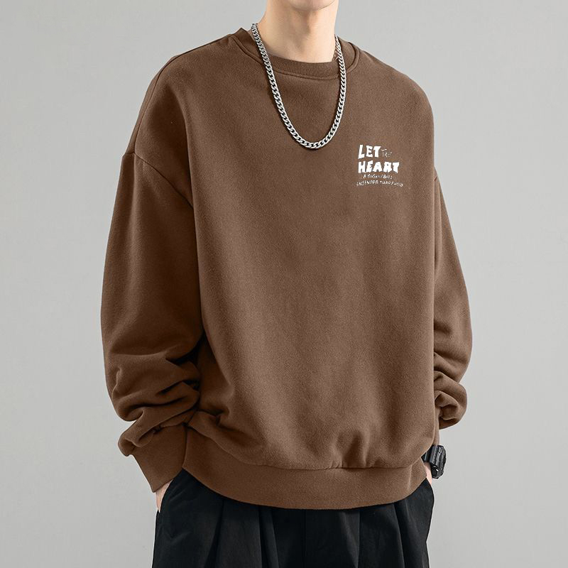 時尚潮流美式休閑圓領寬鬆薄款長袖T恤