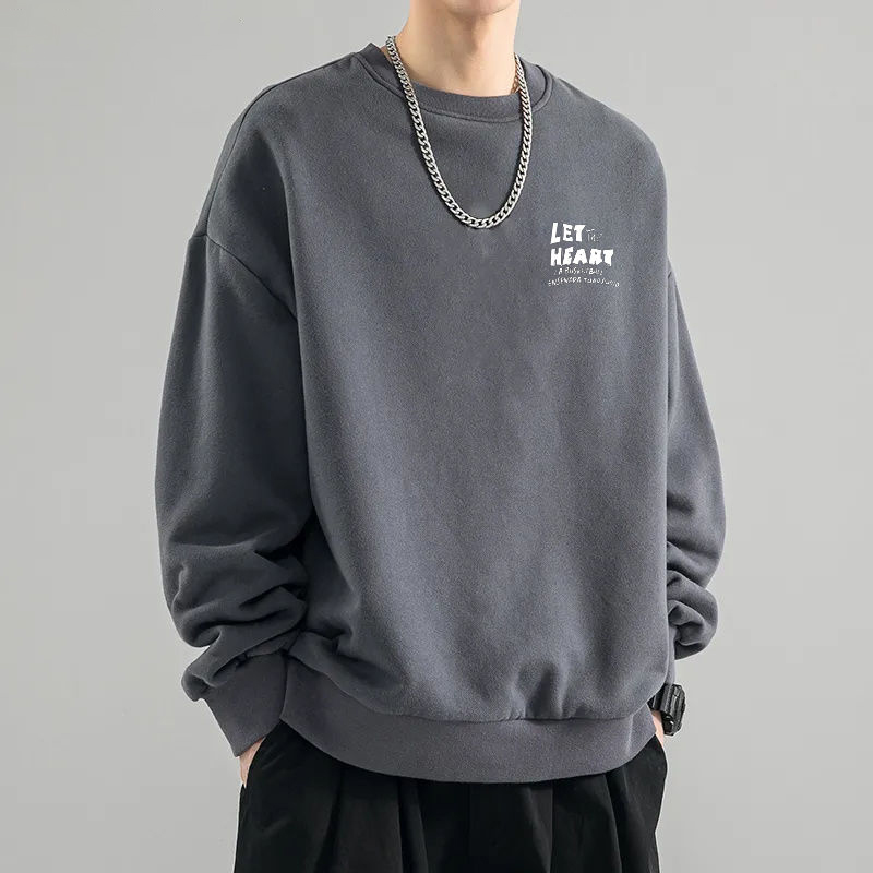 時尚潮流美式休閑圓領寬鬆薄款長袖T恤