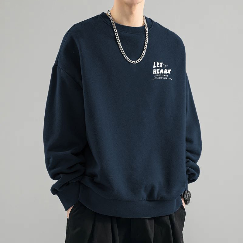 時尚潮流美式休閑圓領寬鬆薄款長袖T恤