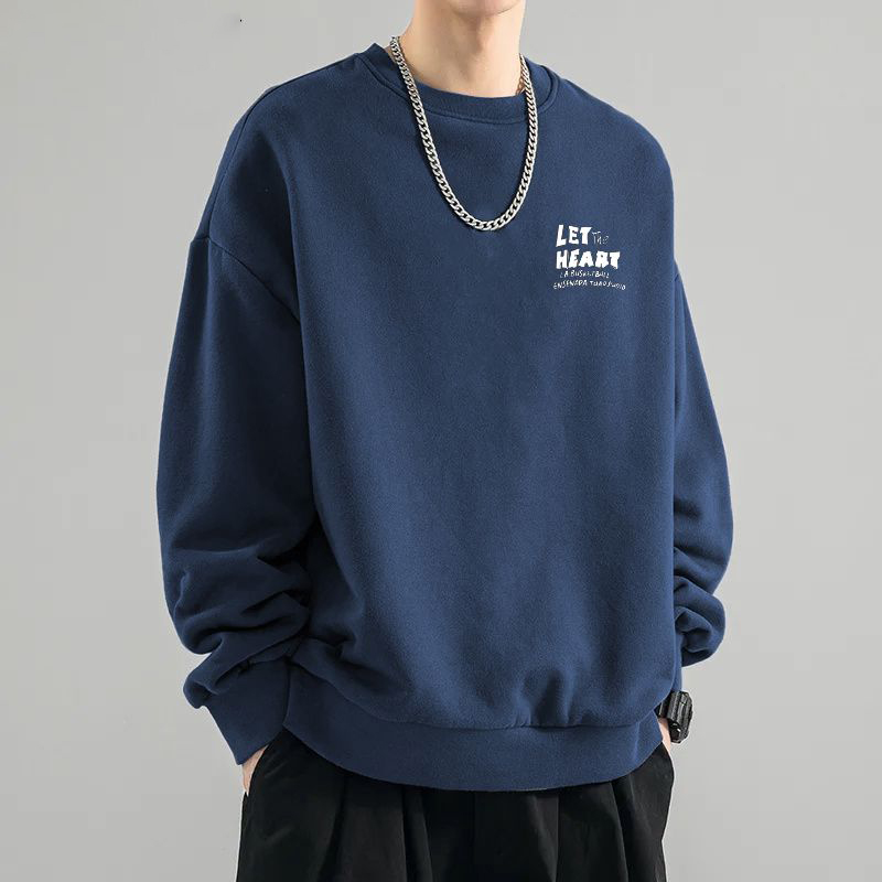 時尚潮流美式休閑圓領寬鬆薄款長袖T恤