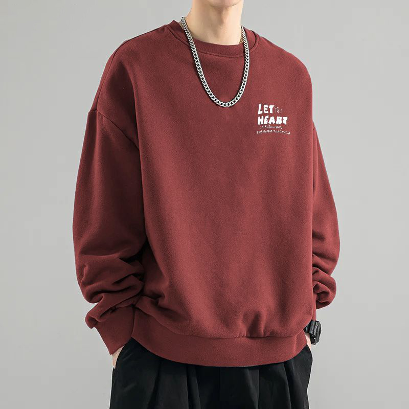 時尚潮流美式休閑圓領寬鬆薄款長袖T恤