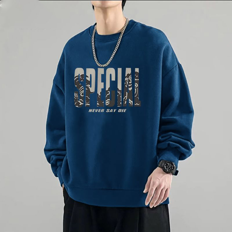 美式字母印花潮流圓領寬鬆長袖打底衫