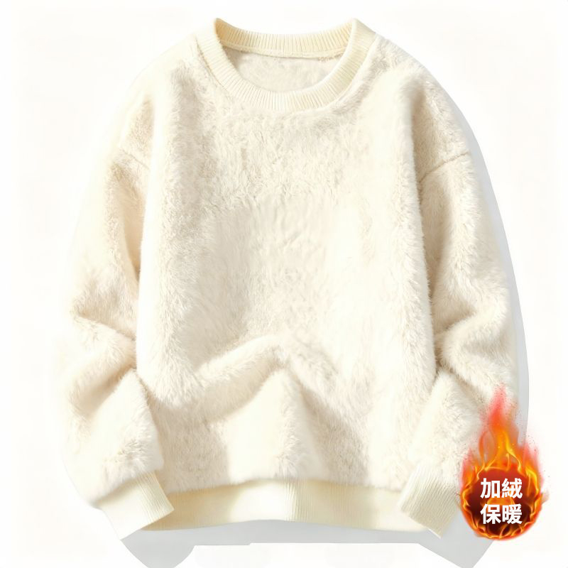 保暖圓領寬鬆美式刷毛港風ins風加厚毛絨長袖T恤