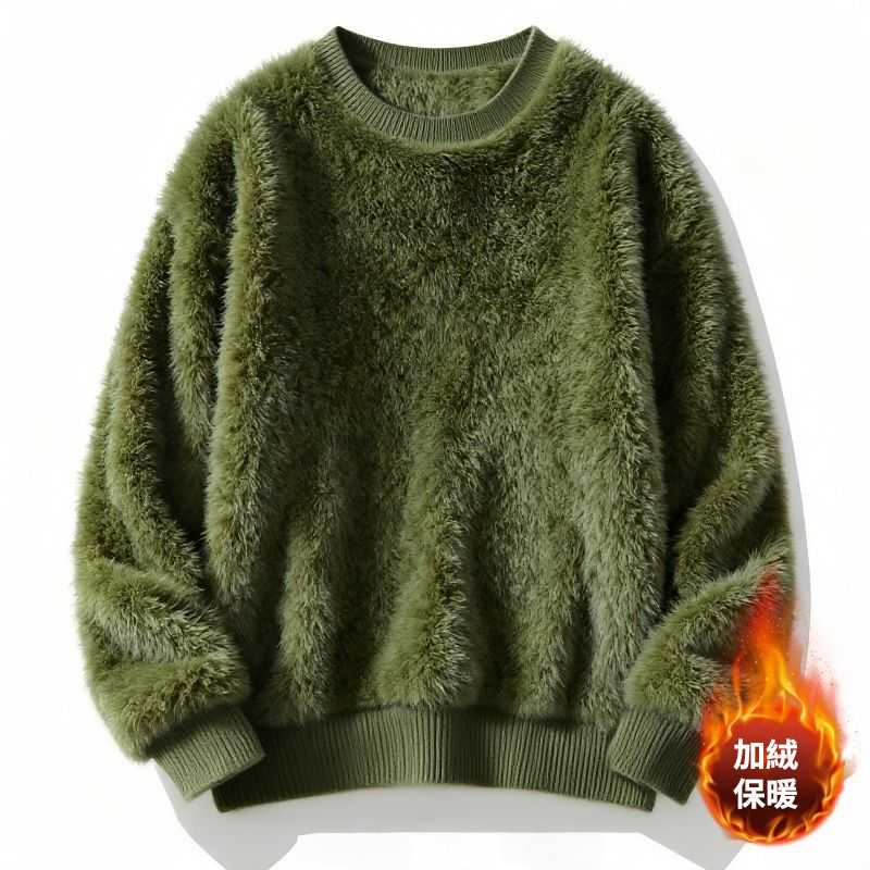 保暖圓領寬鬆美式刷毛港風ins風加厚毛絨長袖T恤