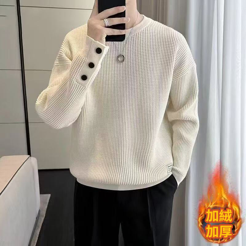 慵懶風高級感設計師款加厚內搭圓領長袖T恤