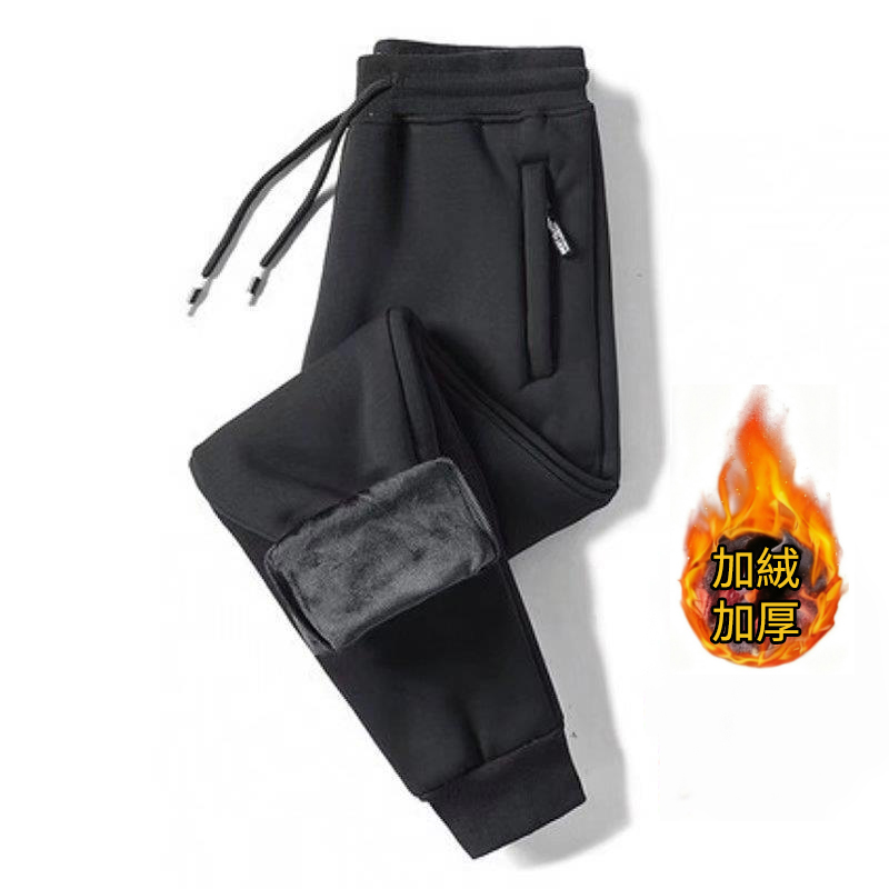 休閒韓版寬鬆束腳褲青年直筒刷毛運動褲