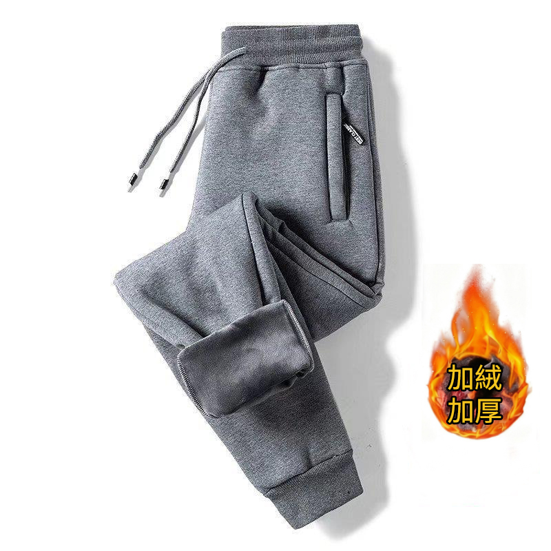 休閒韓版寬鬆束腳褲青年直筒刷毛運動褲