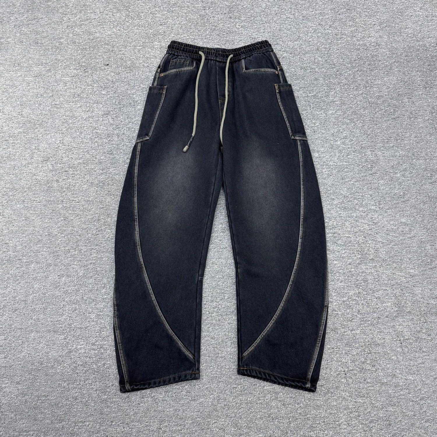 美式復古潮牌彎刀褲休閒水洗工裝牛仔褲