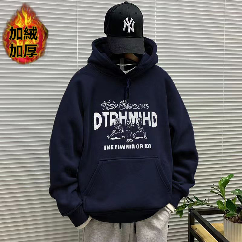 薄款/刷毛加厚圖案字母潮流寬鬆百搭連帽T