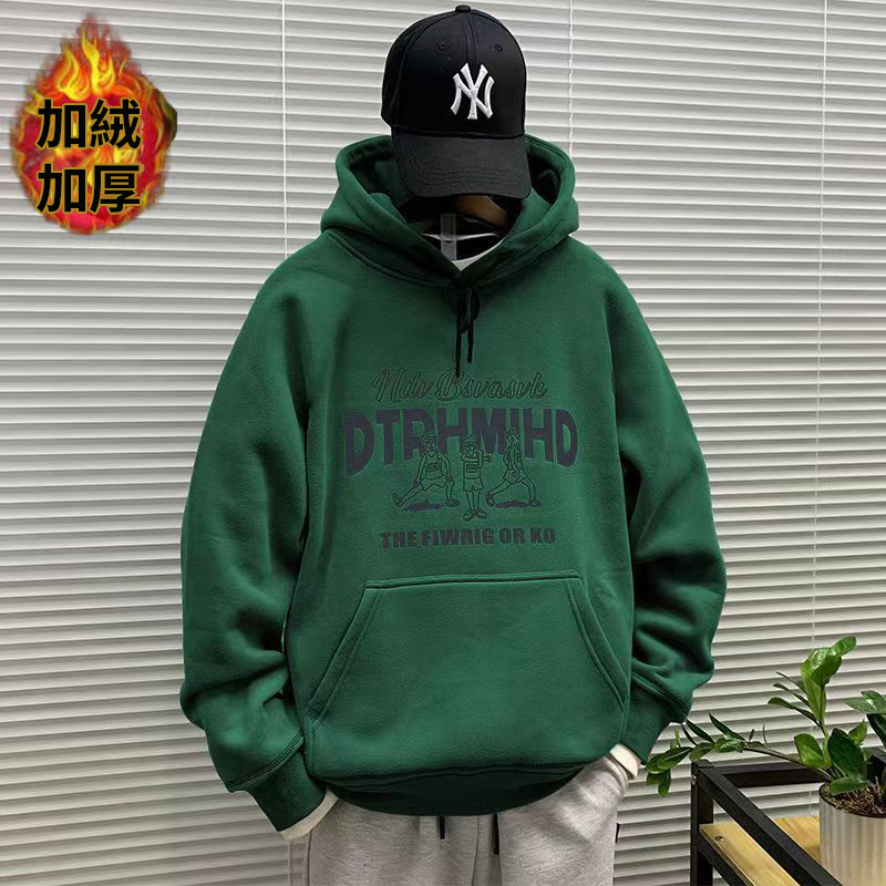 薄款/刷毛加厚圖案字母潮流寬鬆百搭連帽T