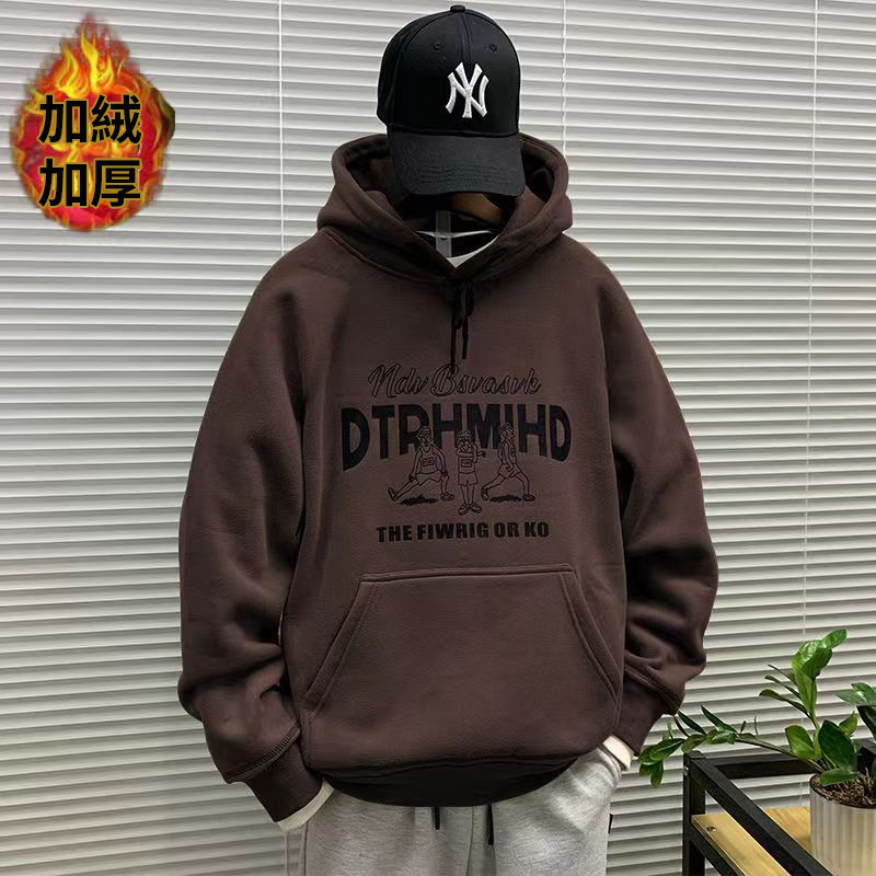 薄款/刷毛加厚圖案字母潮流寬鬆百搭連帽T