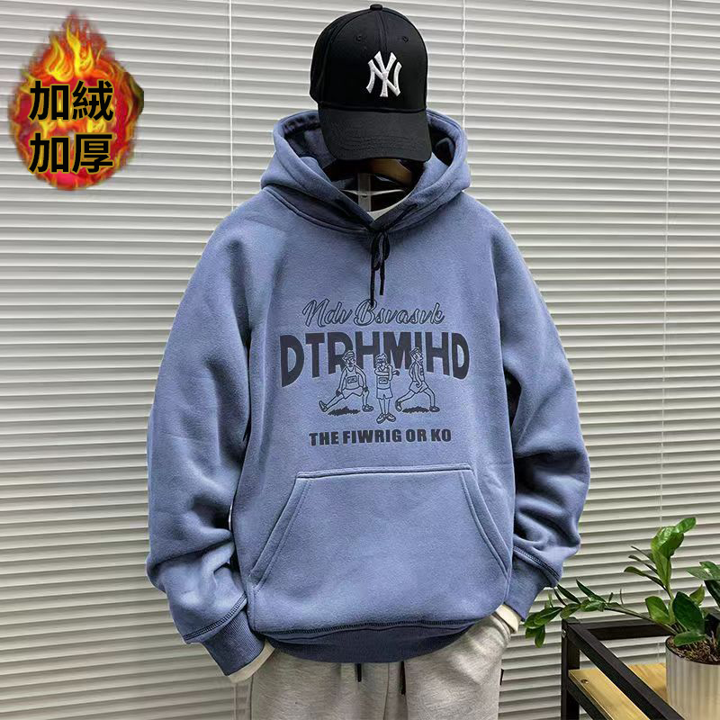 薄款/刷毛加厚圖案字母潮流寬鬆百搭連帽T