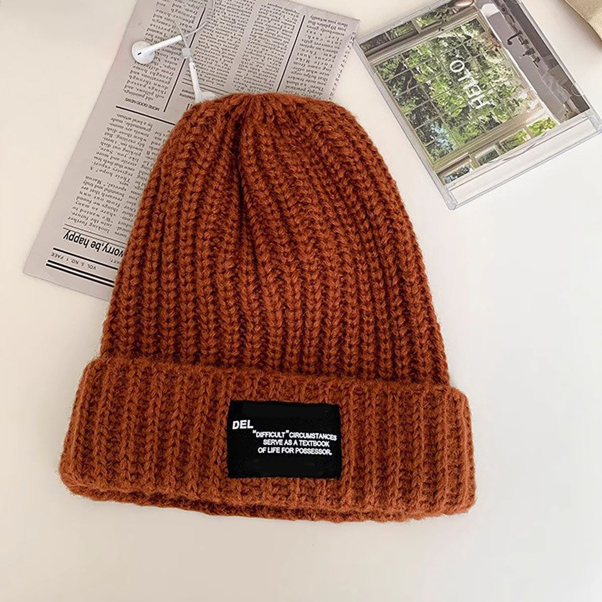 日系保暖毛線帽子百搭防寒寬鬆大頭圍針織帽