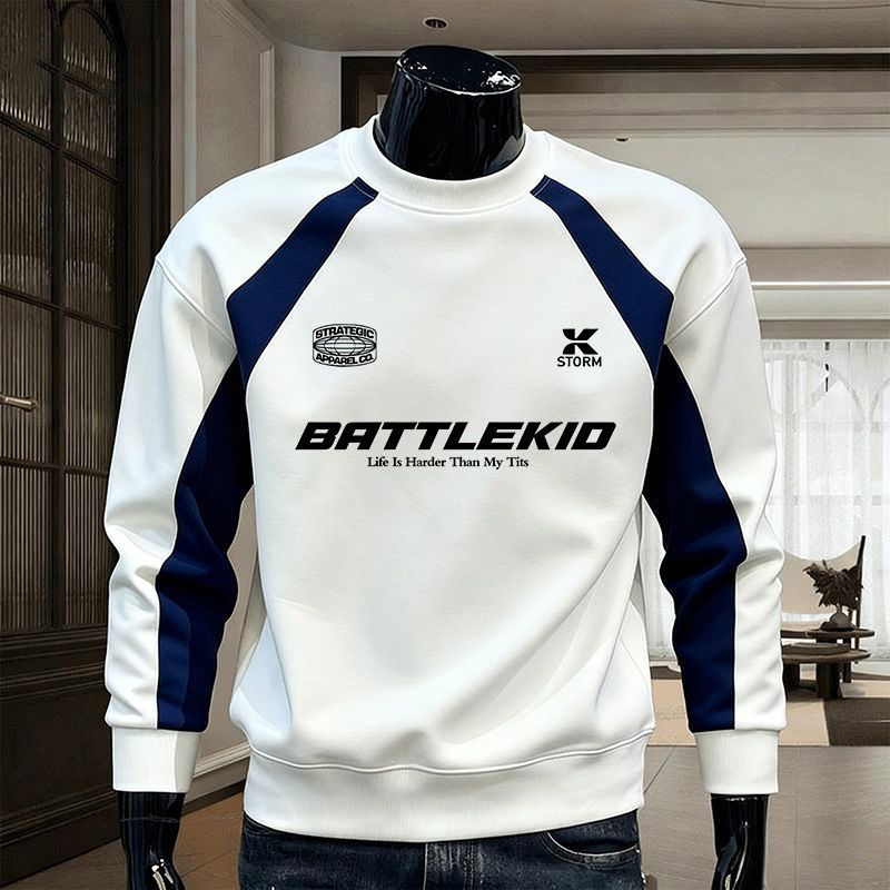 潮流印花圓領寬鬆運動休閒長袖t恤