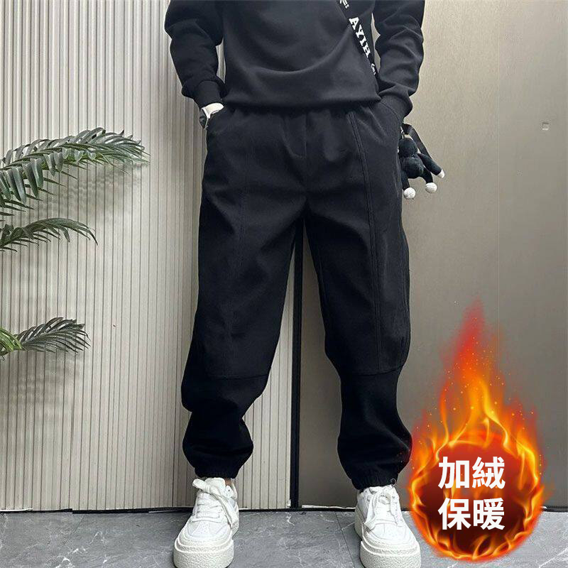 寬鬆運動休閒燈芯絨束腳褲