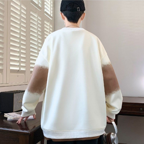 圓領刷毛加厚字母印花寬鬆帥氣長袖T恤