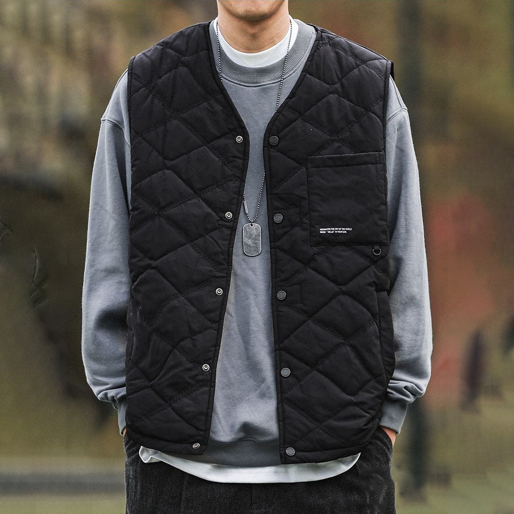 加棉疊穿休閒輕薄保暖工裝馬甲開衫