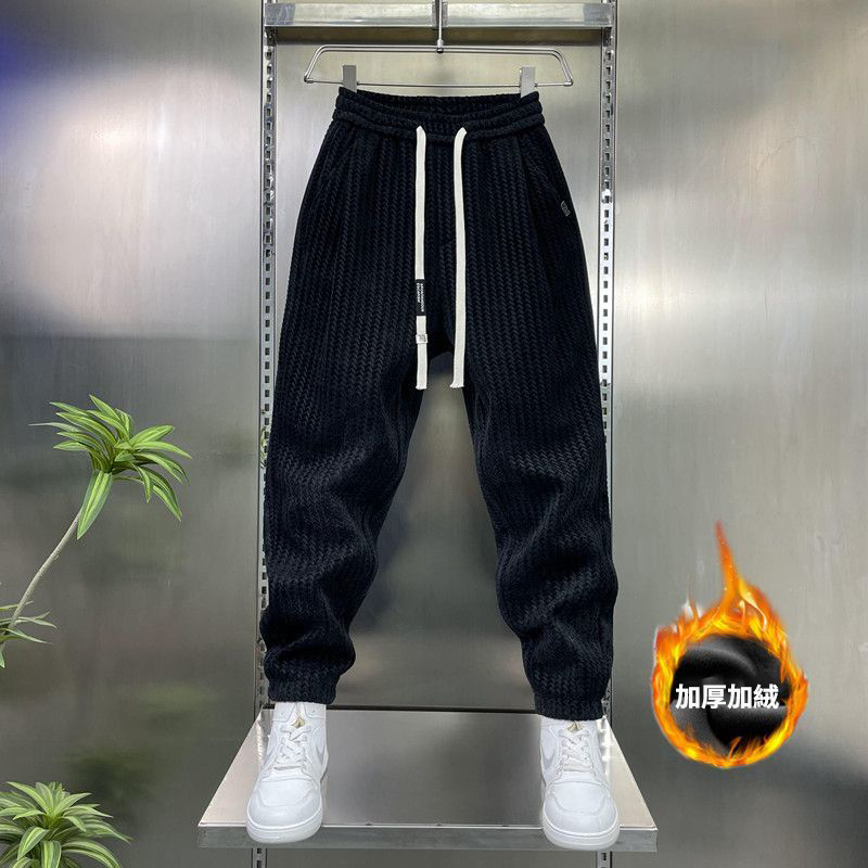 刷毛加厚小腳寬鬆百搭休閒運動束腳褲