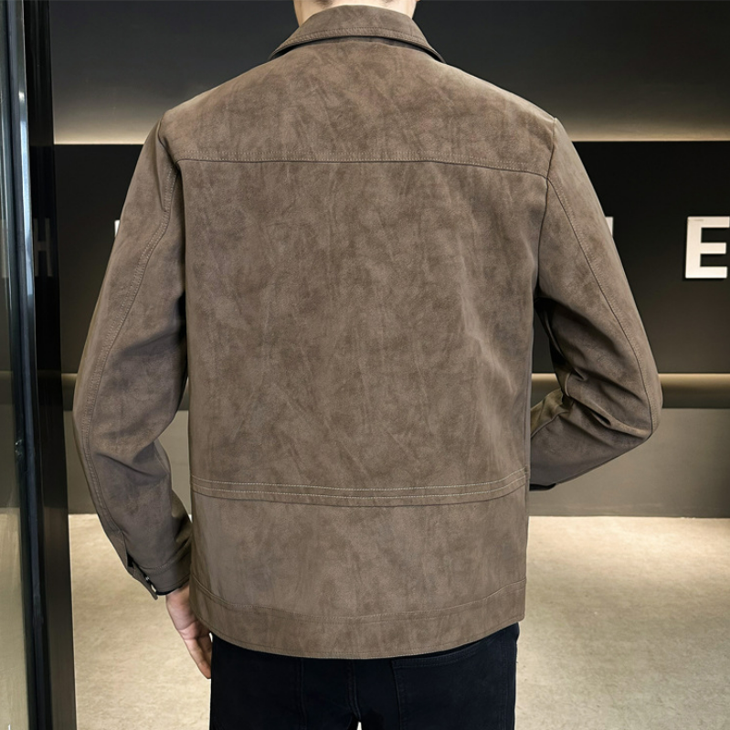 時尚潮牌痞帥高級感翻領麂皮夾克外套