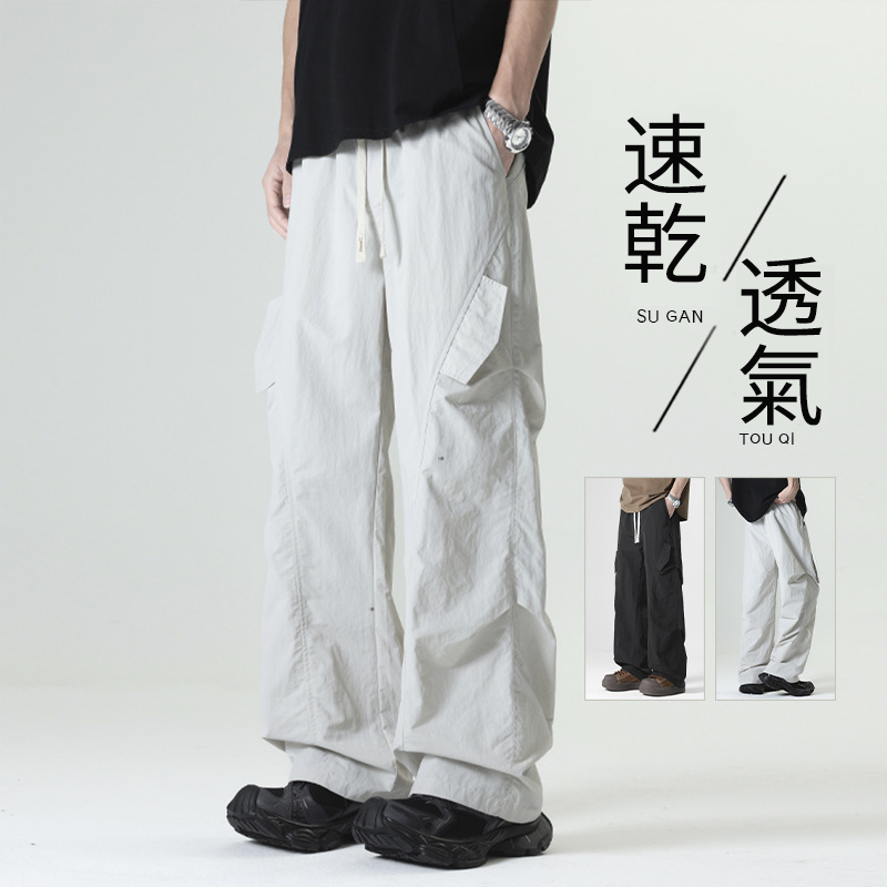 薄款速乾透氣運動休閒直筒寬鬆百搭工裝褲