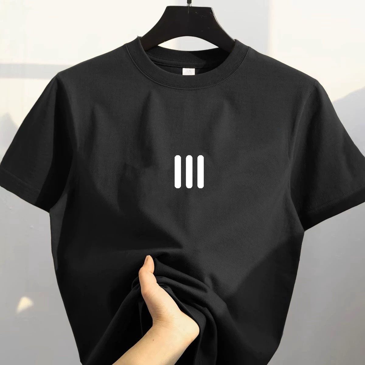 時尚簡約潮牌寬鬆圓領純棉印花短袖T恤