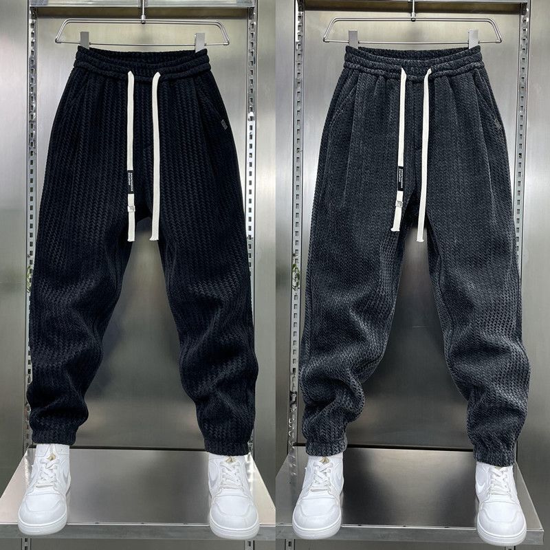 刷毛加厚小腳寬鬆百搭休閒運動束腳褲