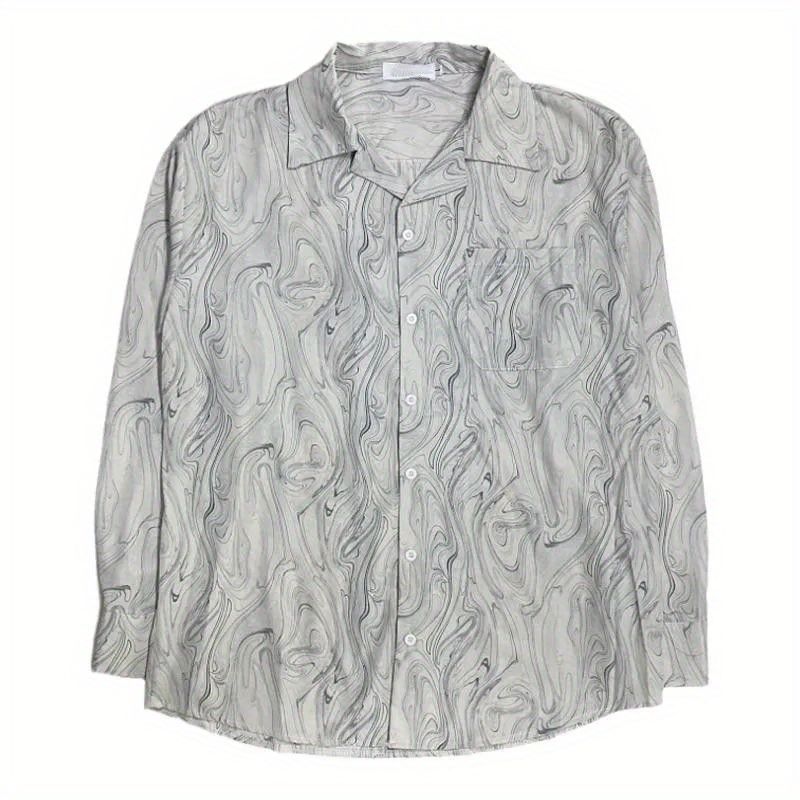 古著感波浪紋慵懶寬鬆洋氣休閒短袖襯衫