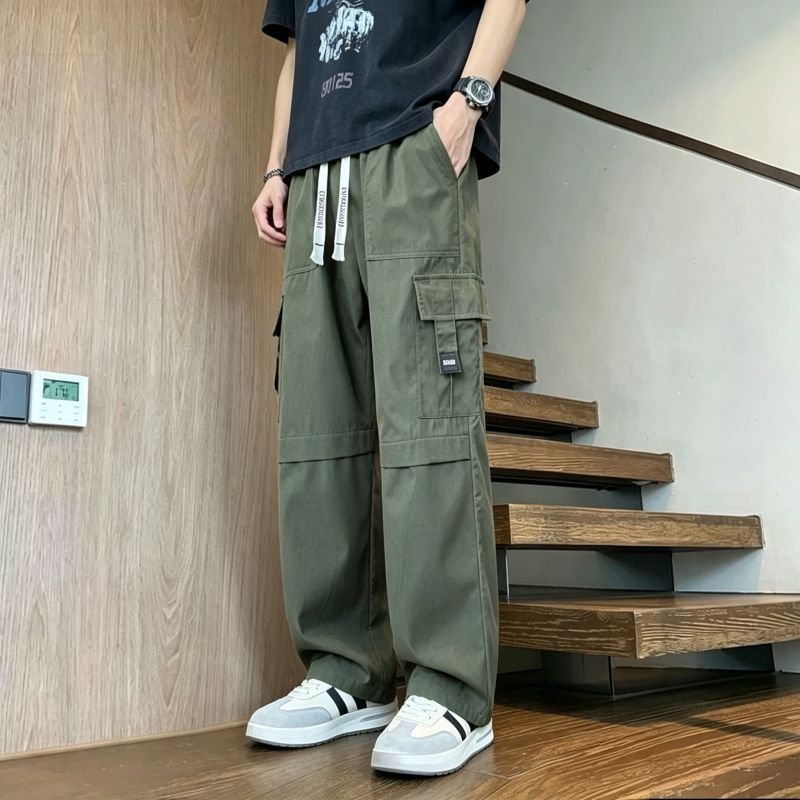 寬松百搭大碼潮流休閑直筒工裝褲