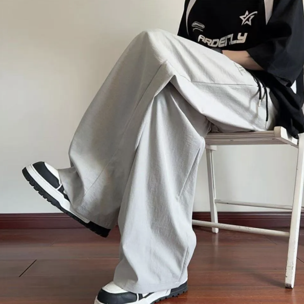 美式潮流涼感冰絲休閒百搭直筒運動褲裝